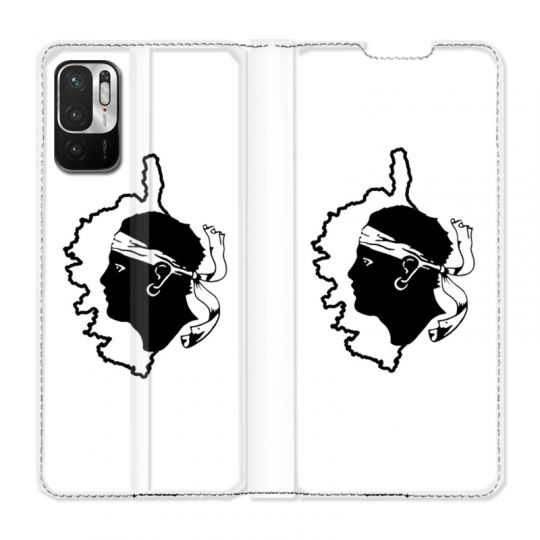 Housse Cuir Portefeuille Pour Xiaomi Redmi Note 10 5G Corse Blanc
