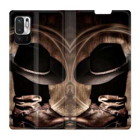 Housse Cuir Portefeuille Pour Xiaomi Redmi Note 10 5G Cow Boy Chapeau