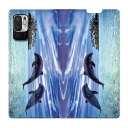 Housse Cuir Portefeuille Pour Xiaomi Redmi Note 10 5G Dauphin Ile