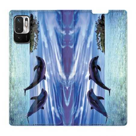 Housse Cuir Portefeuille Pour Xiaomi Redmi Note 10 5G Dauphin Ile
