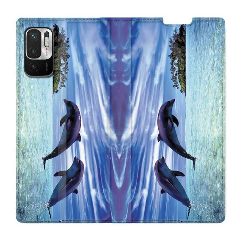 Housse Cuir Portefeuille Pour Xiaomi Redmi Note 10 5G Dauphin Ile