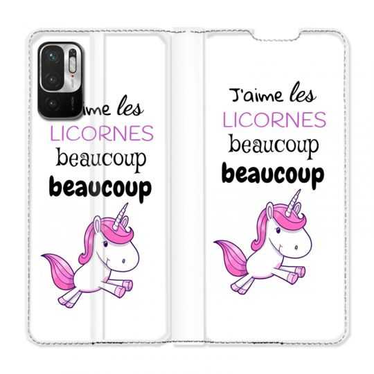 Housse Cuir Portefeuille Pour Xiaomi Redmi Note 10 5G Decale Licornes
