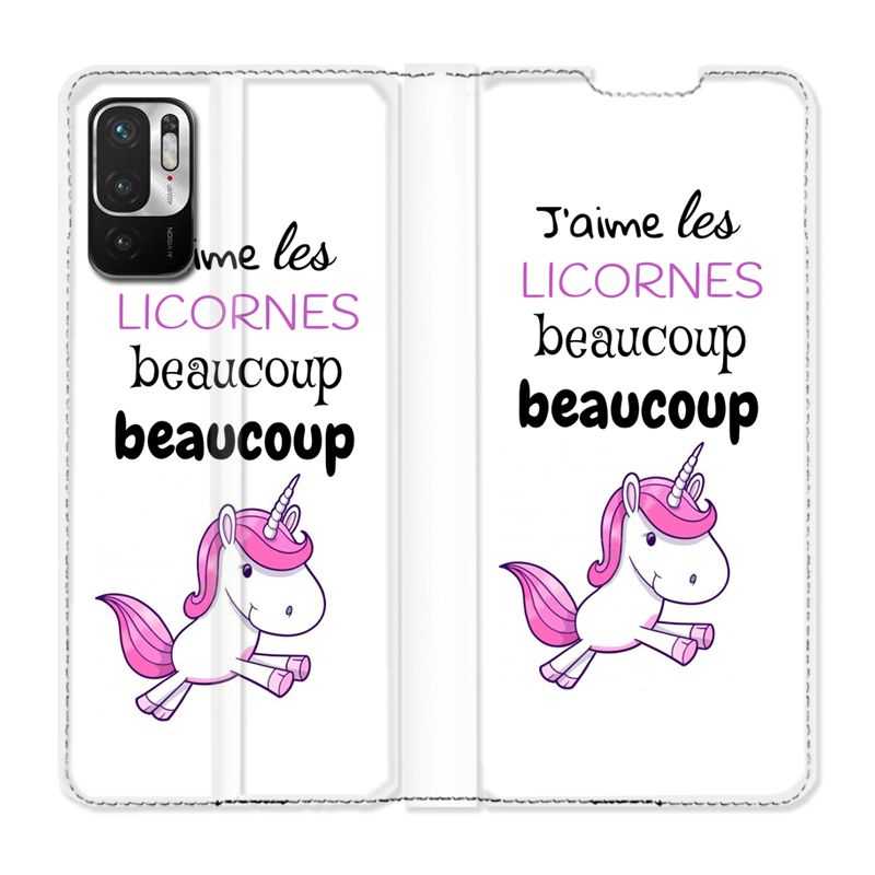Housse Cuir Portefeuille Pour Xiaomi Redmi Note 10 5G Decale Licornes