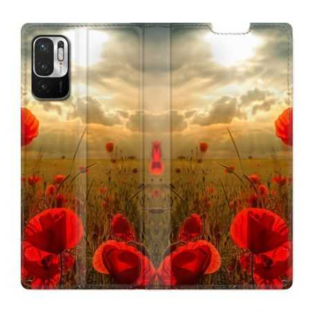 Housse Cuir Portefeuille Pour Xiaomi Redmi Note 10 5G Fleur Coquelicot