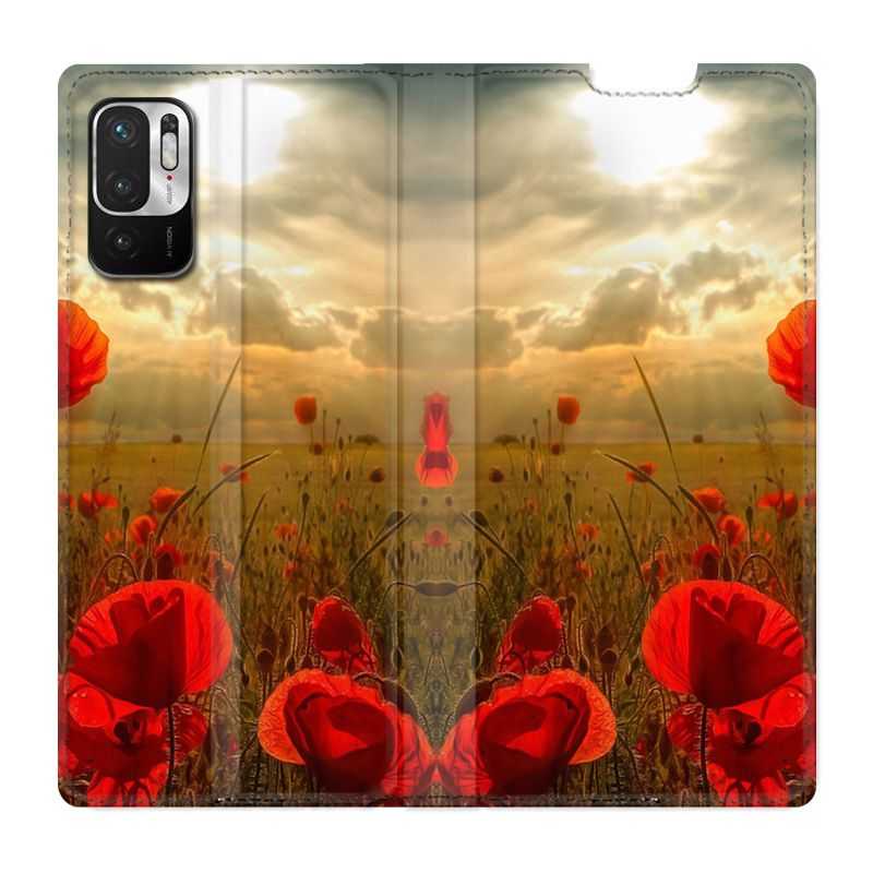Housse Cuir Portefeuille Pour Xiaomi Redmi Note 10 5G Fleur Coquelicot