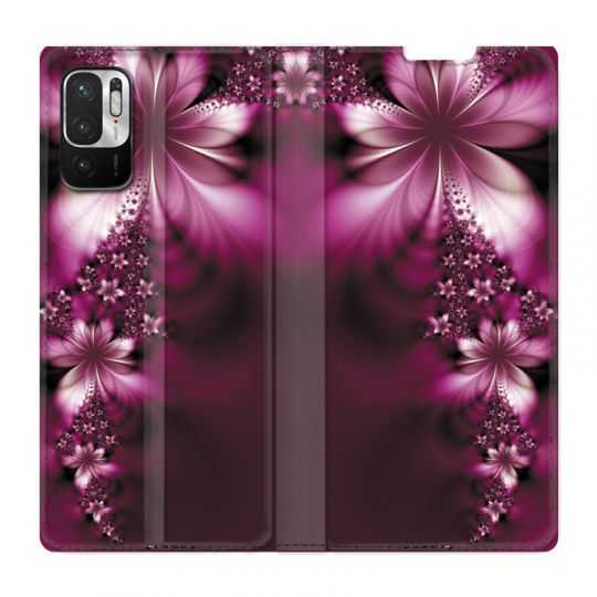 Housse Cuir Portefeuille Pour Xiaomi Redmi Note 10 5G Fleur Violette Montante