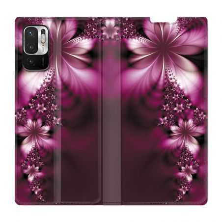 Housse Cuir Portefeuille Pour Xiaomi Redmi Note 10 5G Fleur Violette Montante