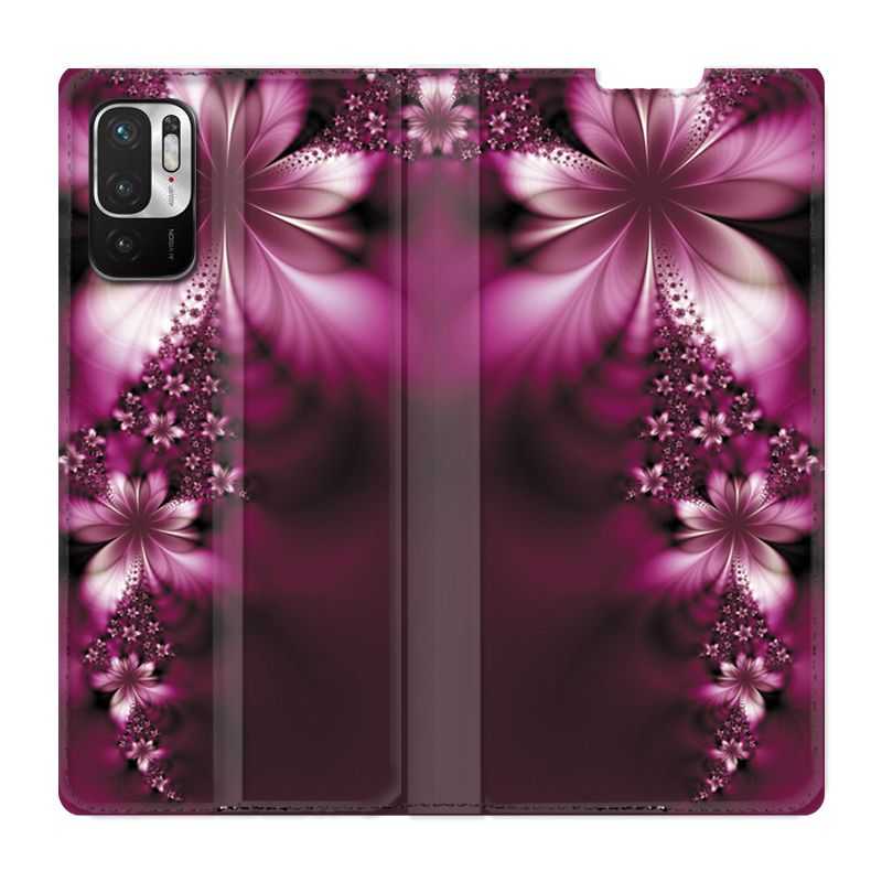 Housse Cuir Portefeuille Pour Xiaomi Redmi Note 10 5G Fleur Violette Montante