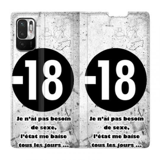 Housse Cuir Portefeuille Pour Xiaomi Redmi Note 10 5G Humour 18 Ans