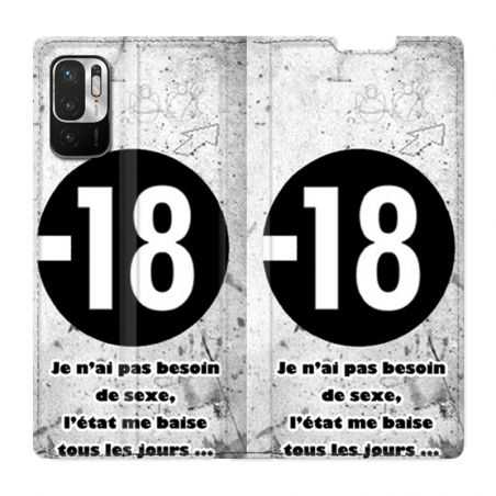 Housse Cuir Portefeuille Pour Xiaomi Redmi Note 10 5G Humour 18 Ans