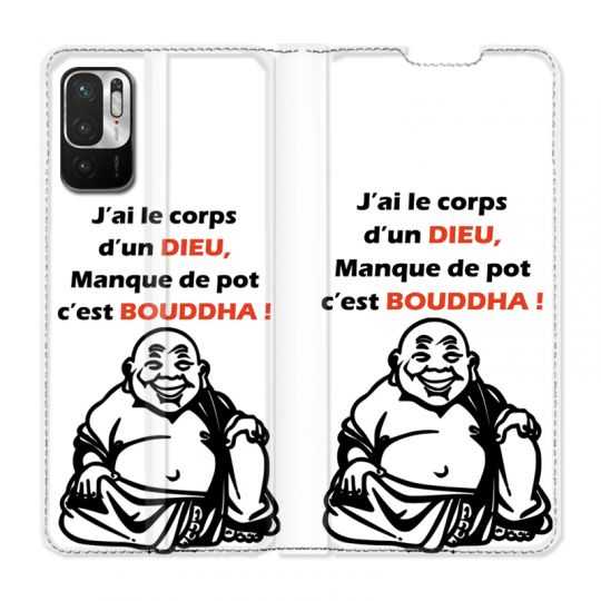 Housse Cuir Portefeuille Pour Xiaomi Redmi Note 10 5G Humour Bouddha