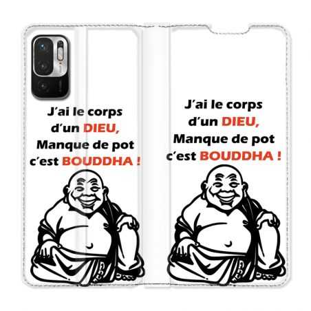 Housse Cuir Portefeuille Pour Xiaomi Redmi Note 10 5G Humour Bouddha