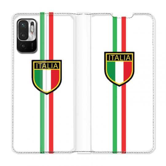 Housse Cuir Portefeuille Pour Xiaomi Redmi Note 10 5G Italie 3 Blanc