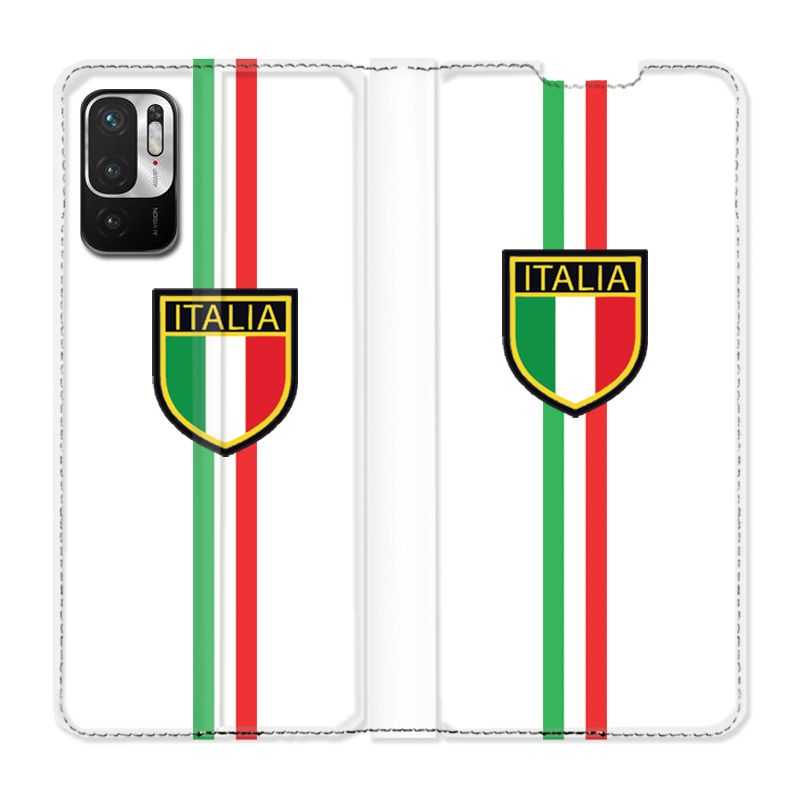 Housse Cuir Portefeuille Pour Xiaomi Redmi Note 10 5G Italie 3 Blanc