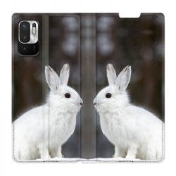 Housse Cuir Portefeuille Pour Xiaomi Redmi Note 10 5G Lapin Blanc