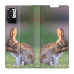 Housse Cuir Portefeuille Pour Xiaomi Redmi Note 10 5G Lapin Marron