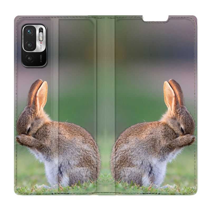Housse Cuir Portefeuille Pour Xiaomi Redmi Note 10 5G Lapin Marron