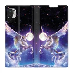 Housse Cuir Portefeuille Pour Xiaomi Redmi Note 10 5G Licorne Céleste
