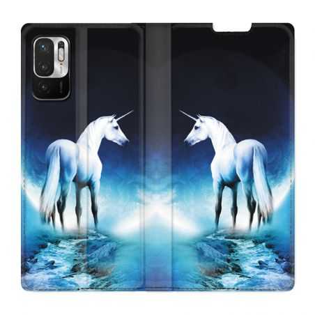Housse Cuir Portefeuille Pour Xiaomi Redmi Note 10 5G Licorne Lune