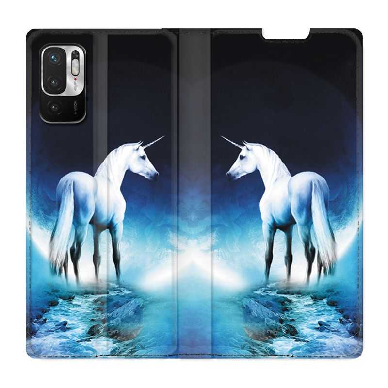Housse Cuir Portefeuille Pour Xiaomi Redmi Note 10 5G Licorne Lune