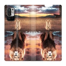 Housse Cuir Portefeuille Pour Xiaomi Redmi Note 10 5G Lion Reflet