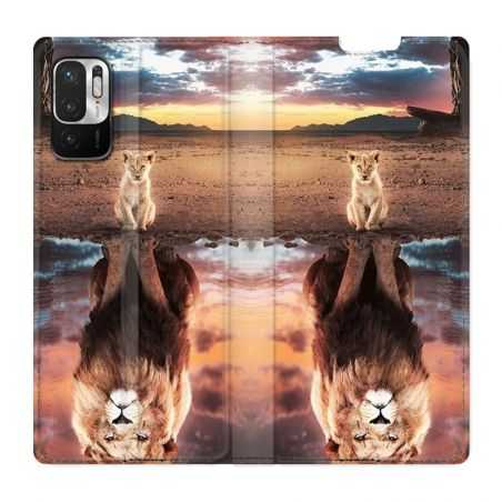 Housse Cuir Portefeuille Pour Xiaomi Redmi Note 10 5G Lion Reflet