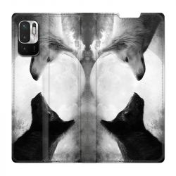 Housse Cuir Portefeuille Pour Xiaomi Redmi Note 10 5G Loup Duo