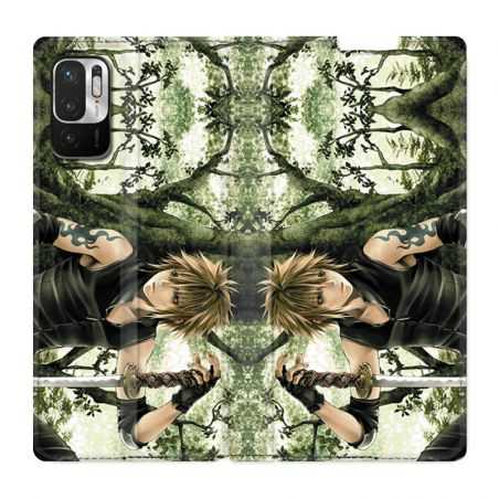 Housse Cuir Portefeuille Pour Xiaomi Redmi Note 10 5G Manga Bois