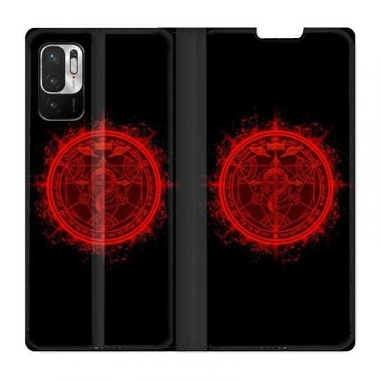 Housse Cuir Portefeuille Pour Xiaomi Redmi Note 10 5G Manga Fairy Tail Logo Noir