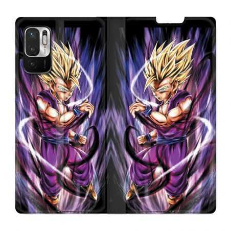 Housse Cuir Portefeuille Pour Xiaomi Redmi Note 10 5G Manga Dragon Ball Sangohan Violet