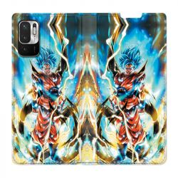 Housse Cuir Portefeuille Pour Xiaomi Redmi Note 10 5G Manga Dragon Ball Sangoku Blanc