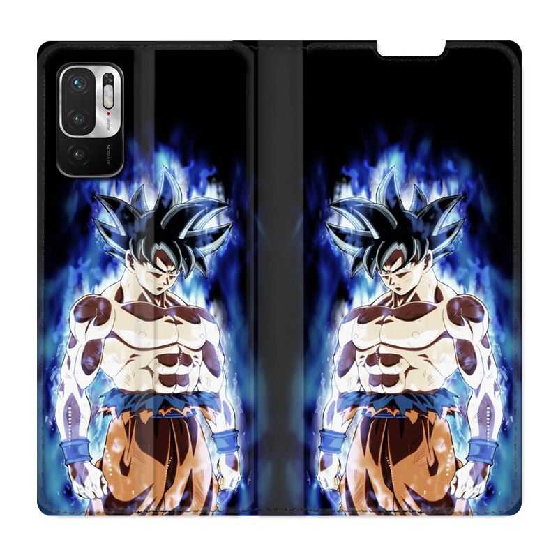 Housse Cuir Portefeuille Pour Xiaomi Redmi Note 10 5G Manga Dragon Ball Sangoku Noir