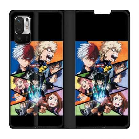 Housse Cuir Portefeuille Pour Xiaomi Redmi Note 10 5G Manga My Hero Academia Noir