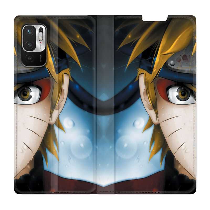Housse Cuir Portefeuille Pour Xiaomi Redmi Note 10 5G Manga Naruto Blanc
