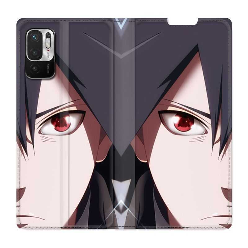 Housse Cuir Portefeuille Pour Xiaomi Redmi Note 10 5G Manga Naruto Sasuke visage