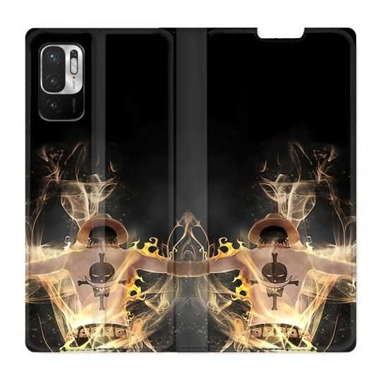 Housse Cuir Portefeuille Pour Xiaomi Redmi Note 10 5G Manga One Piece Ace Noir