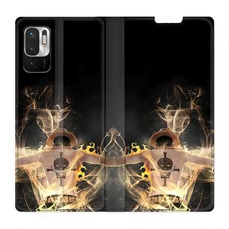 Housse Cuir Portefeuille Pour Xiaomi Redmi Note 10 5G Manga One Piece Ace Noir