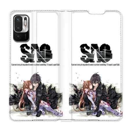Housse Cuir Portefeuille Pour Xiaomi Redmi Note 10 5G Manga SAO sword Art Online Blanc