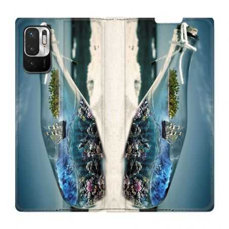 Housse Cuir Portefeuille Pour Xiaomi Redmi Note 10 5G Mer Bouteille