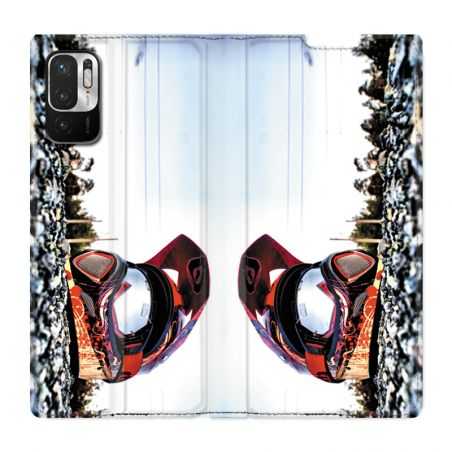 Housse Cuir Portefeuille Pour Xiaomi Redmi Note 10 5G Moto Casque Cross