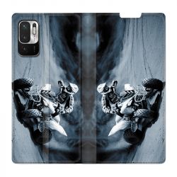 Housse Cuir Portefeuille Pour Xiaomi Redmi Note 10 5G Moto Quad