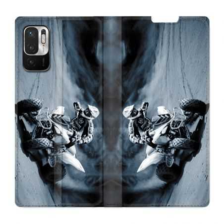 Housse Cuir Portefeuille Pour Xiaomi Redmi Note 10 5G Moto Quad
