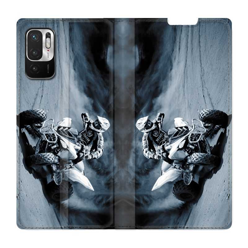 Housse Cuir Portefeuille Pour Xiaomi Redmi Note 10 5G Moto Quad