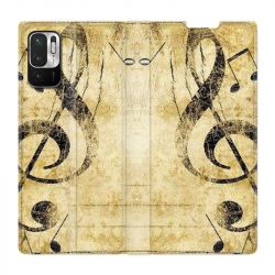 Housse Cuir Portefeuille Pour Xiaomi Redmi Note 10 5G Musique Clé Sol Vintage