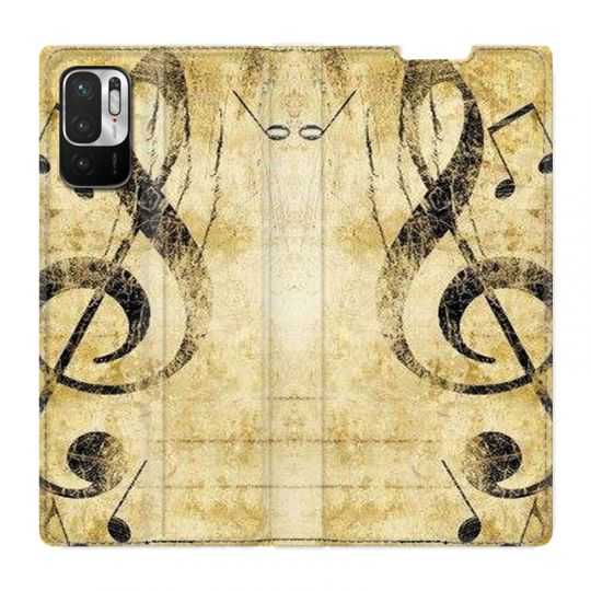 Housse Cuir Portefeuille Pour Xiaomi Redmi Note 10 5G Musique Clé Sol Vintage