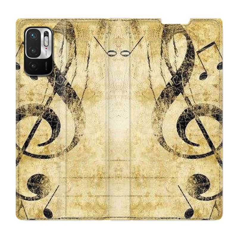 Housse Cuir Portefeuille Pour Xiaomi Redmi Note 10 5G Musique Clé Sol Vintage
