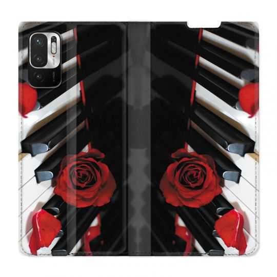 Housse Cuir Portefeuille Pour Xiaomi Redmi Note 10 5G Musique Rose Piano