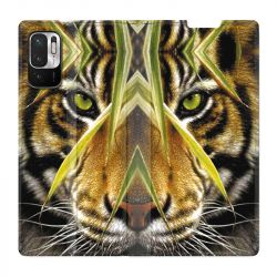 Housse Cuir Portefeuille Pour Xiaomi Redmi Note 10 5G Oeil Tigre