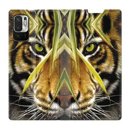 Housse Cuir Portefeuille Pour Xiaomi Redmi Note 10 5G Oeil Tigre