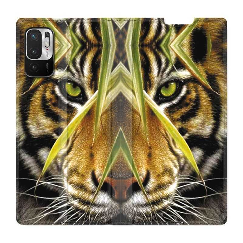 Housse Cuir Portefeuille Pour Xiaomi Redmi Note 10 5G Oeil Tigre